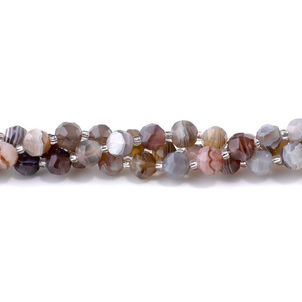 Botswana Agate 7x8mm Faceted Round Nugget - 15-16 Inch
