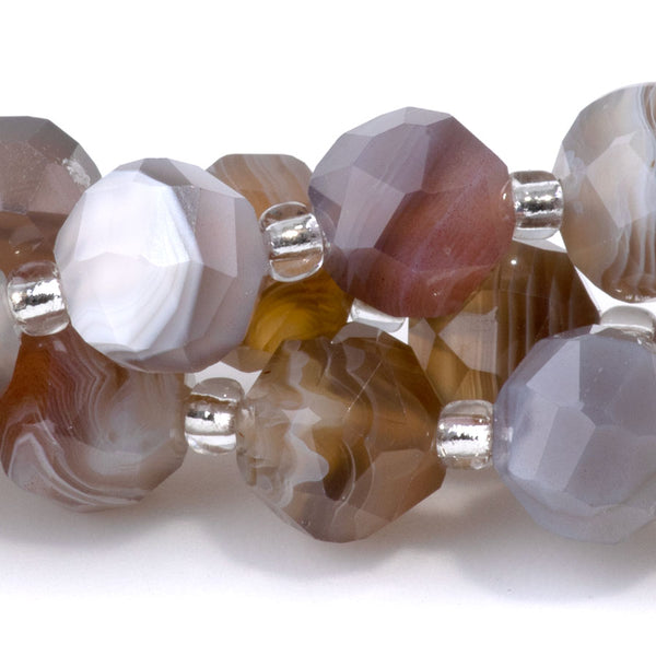Botswana Agate 7x8mm Faceted Round Nugget - 15-16 Inch