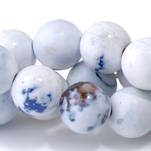 Blue White Porcelain Agate 10mm Round - 15-16 Inch