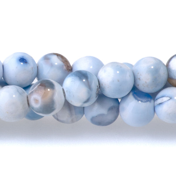 Blue White Porcelain Agate 6mm Round - 15-16 Inch