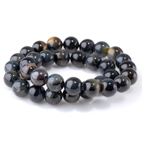 Blue and Yellow Tiger Eye 12mm Round - 15-16 Inch