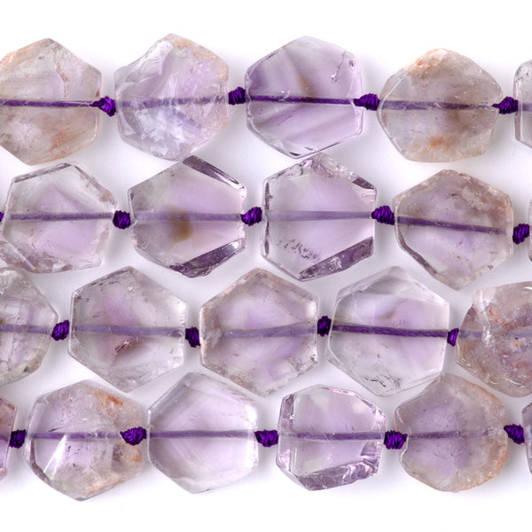 Cacoxenite 12-18mm Freeform Flat Hexagon - 15-16 Inch