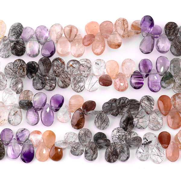Cacoxenite 8x10-10x16mm Faceted Irregular Pear - 10 Inch