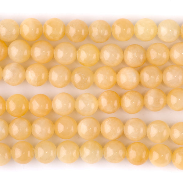 Yellow Calcite 8mm Round A Grade - 15-16 Inch