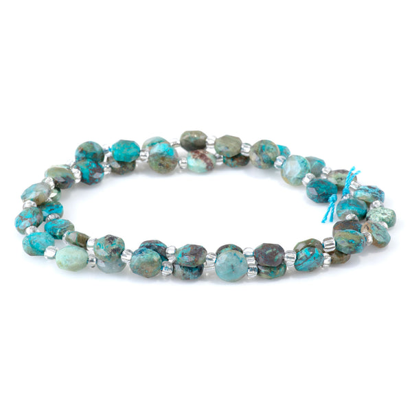 Chrysocolla 6mm Star Cut Coin - 15-16 Inch