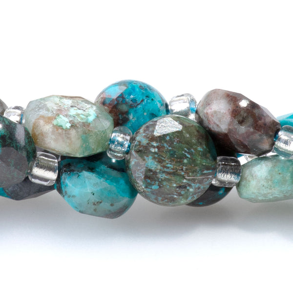 Chrysocolla 8mm Star Cut Coin - 15-16 Inch