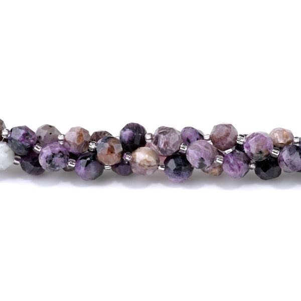 Charoite 7x8mm Faceted Round Nugget - 15-16 Inch