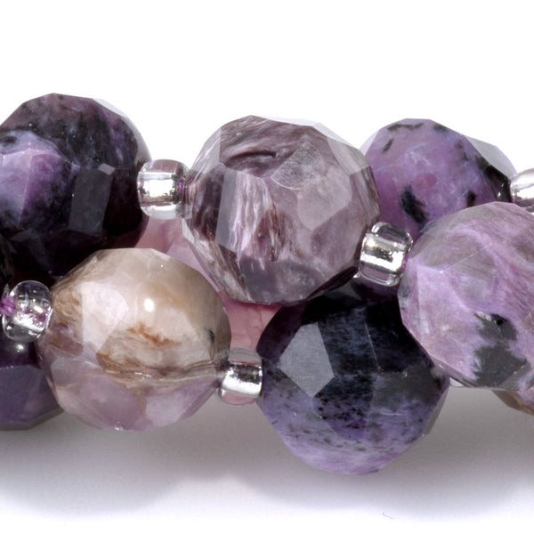 Charoite 7x8mm Faceted Round Nugget - 15-16 Inch
