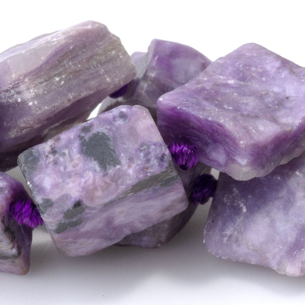 Charoite 8x10-10x14mm Rough Irregular Rectangle - 15-16 Inch
