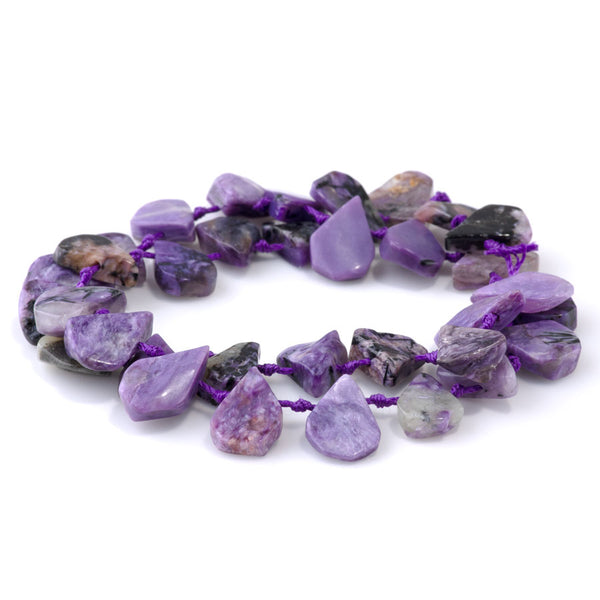 Charoite 9x13-12x16mm Top Drill Irregular Flat Drop - 15-16 Inch