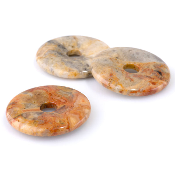 Crazy Lace Agate 40mm Donut Pendant