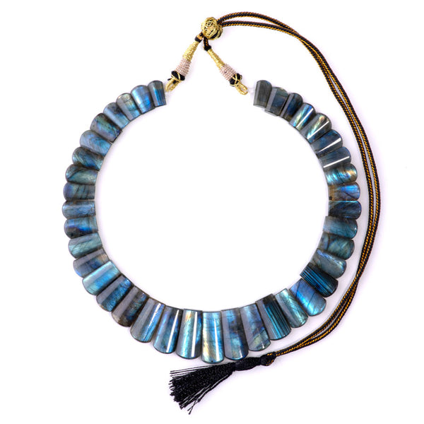 Labradorite 9x15-14x26mm Graduated Tab Collar - 15-16 Inch