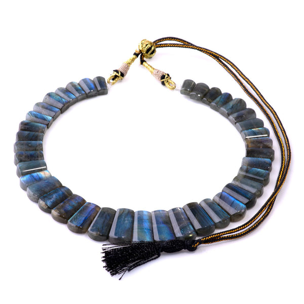 Labradorite 9x15-14x26mm Graduated Tab Collar - 15-16 Inch