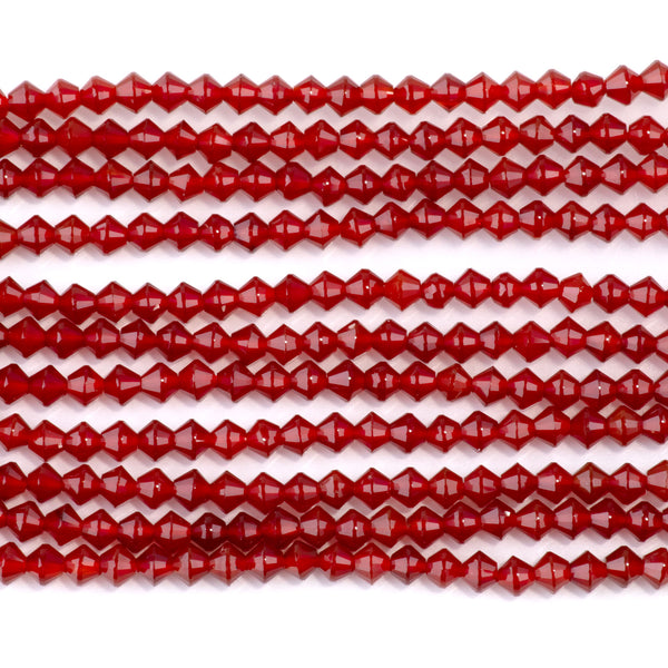 Carnelian 4mm Faceted Bicone - 15-16 Inch