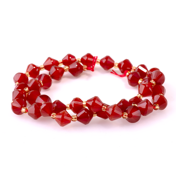 Carnelian 8mm Faceted Bicone - 15-16 Inch