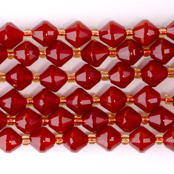 Carnelian 8mm Faceted Bicone - 15-16 Inch