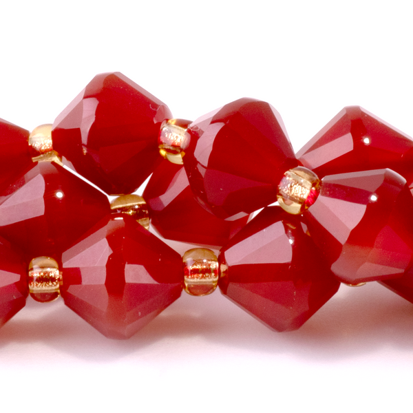 Carnelian 8mm Faceted Bicone - 15-16 Inch