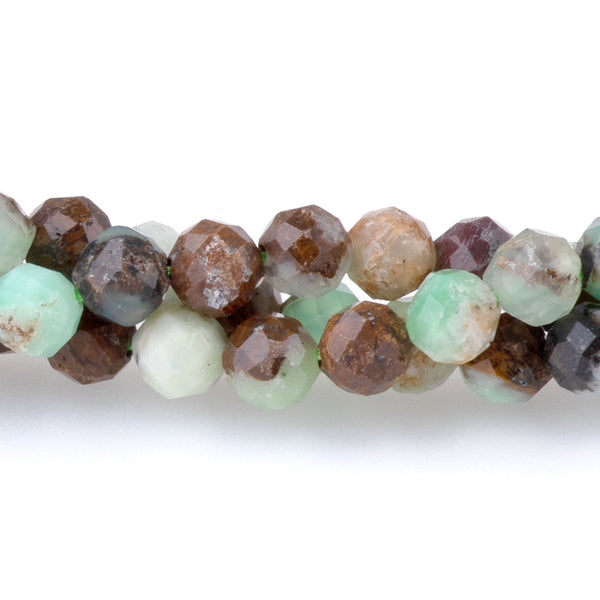 Australian Chrysoprase with Brown 4mm Microfaceted Round - 15-16 Inch
