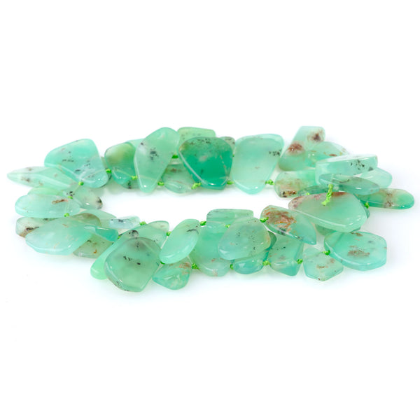 Australian Chrysoprase 8x10-15x25mm Freeform Top Drill Pear - 15-16 Inch