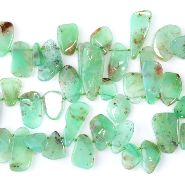 Australian Chrysoprase 8x10-15x25mm Freeform Top Drill Pear - 15-16 Inch