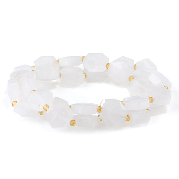 Crystal Quartz 12x13mm Faceted Hexagon - 15-16 Inch