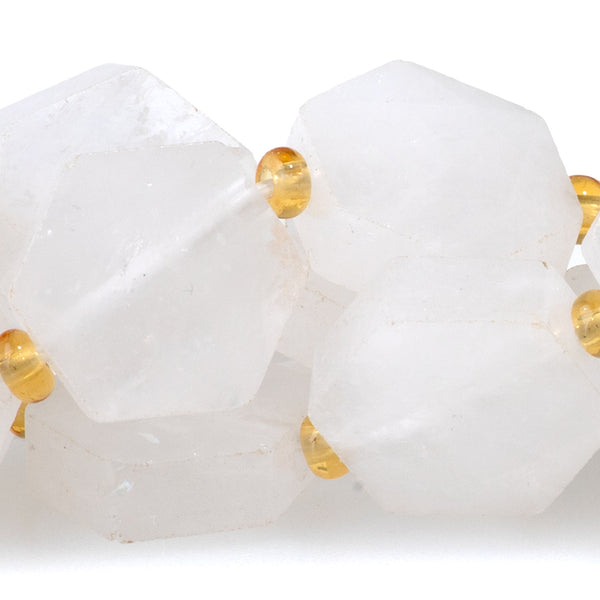 Crystal Quartz 12x13mm Faceted Hexagon - 15-16 Inch