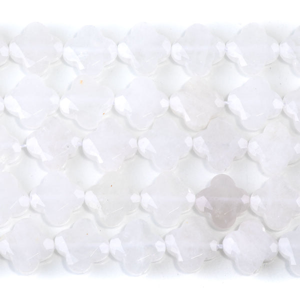 Crystal Quartz 13mm Faceted Clover - 15-16 Inch
