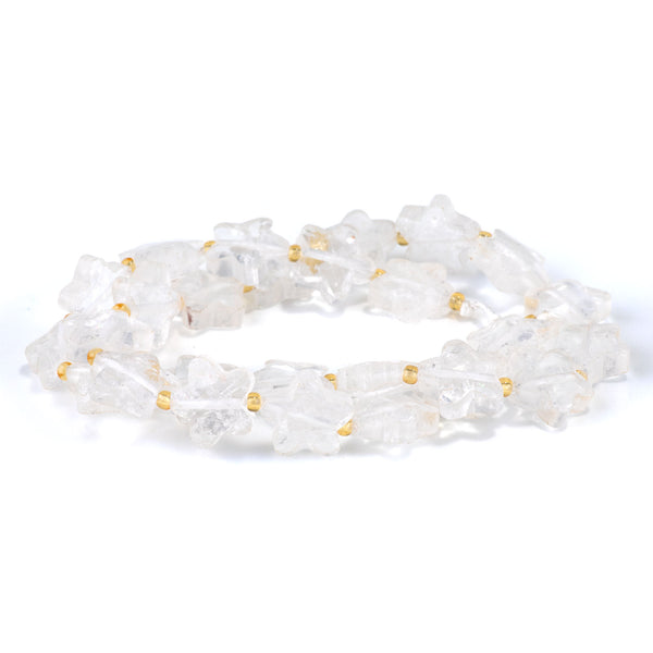 Crystal Quartz 14mm Faceted Star - 15-16 Inch