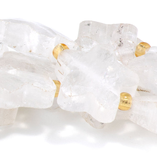 Crystal Quartz 14mm Faceted Star - 15-16 Inch