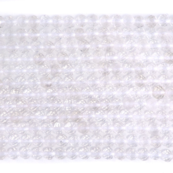 Crystal Quartz 4mm Microfaceted Round - 15-16 Inch