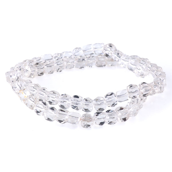 Crystal Quartz 7mm Cut Corner Cube   - 15-16 Inch