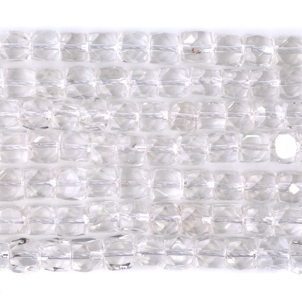 Crystal Quartz 7mm Cut Corner Cube   - 15-16 Inch