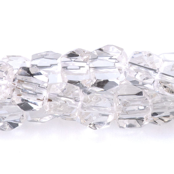 Crystal Quartz 7mm Cut Corner Cube   - 15-16 Inch