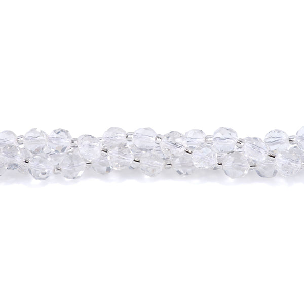 Crystal Quartz 7x8mm Faceted Round Nugget - 15-16 Inch
