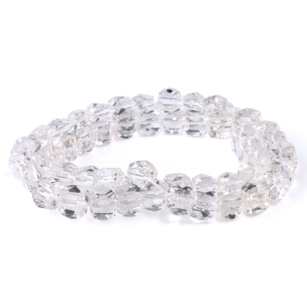 Crystal Quartz 8mm Cut Corner Cube   - 15-16 Inch