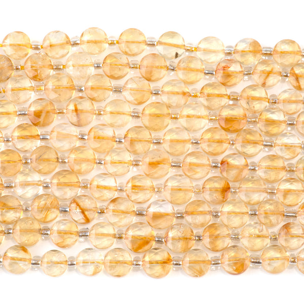 Citrine 6mm Star Cut Coin A Grade - 15-16 Inch