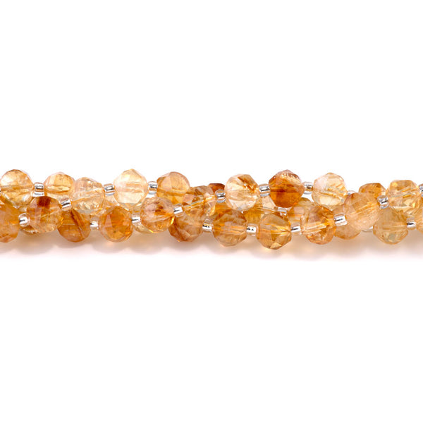Citrine 7x8mm Faceted Round Nugget A Grade - 15-16 Inch