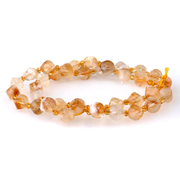 Citrine 7x8mm Faceted Swirl Oval - 15-16 Inch