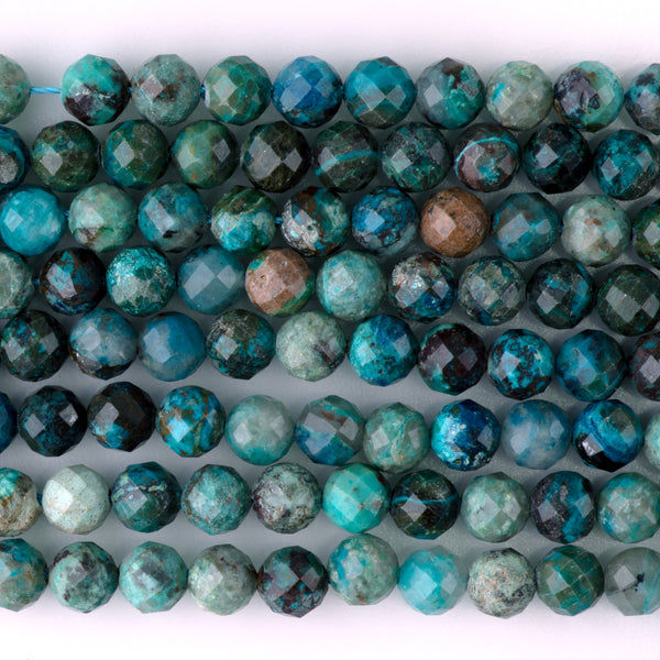 Chrysocolla 6mm Faceted Round - 15-16 Inch