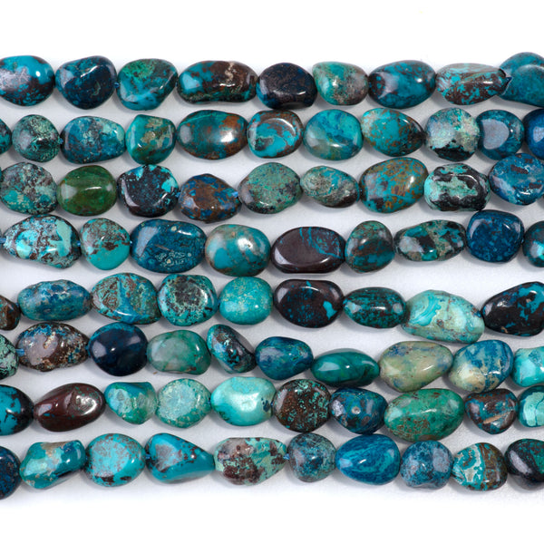 Chrysocolla 7x9-8x10mm Pebble - 15-16 Inch
