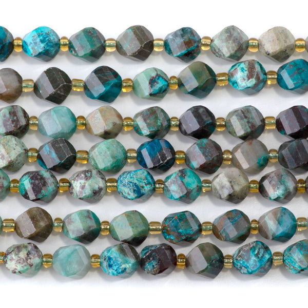 Chrysocolla 7x8mm Faceted Swirl Oval - 15-16 Inch