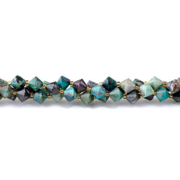 Chrysocolla 8mm Faceted Bicone - 15-16 Inch