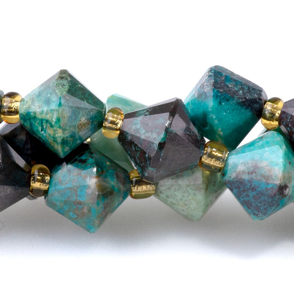 Chrysocolla 8mm Faceted Bicone - 15-16 Inch