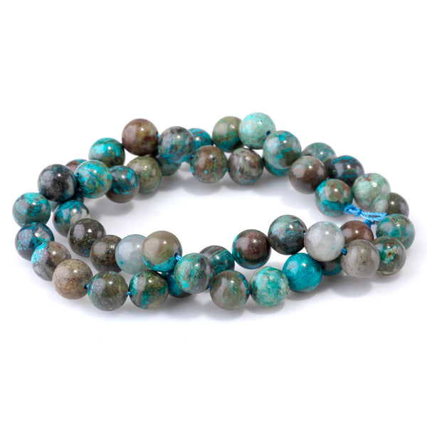 Peruvian Chrysocolla 8mm Round - 15-16 Inch