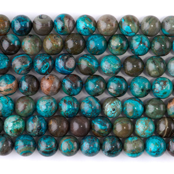Peruvian Chrysocolla 8mm Round - 15-16 Inch