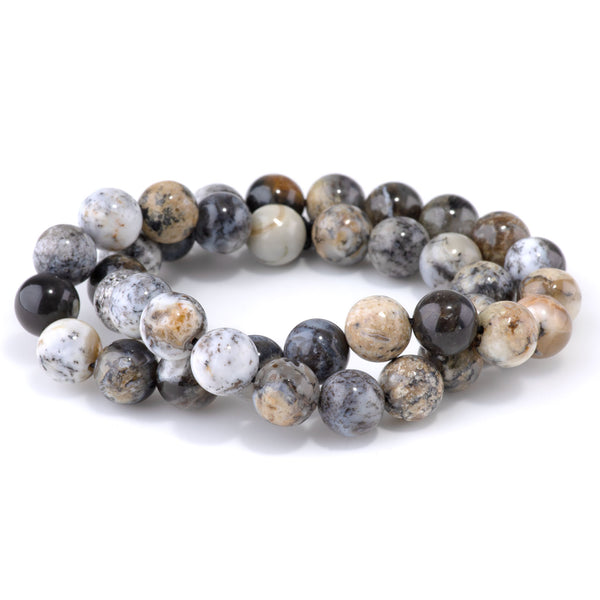 Dendritic Black Opal 10mm Round - 15-16 Inch