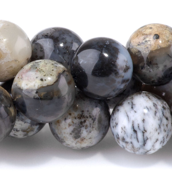 Dendritic Black Opal 10mm Round - 15-16 Inch