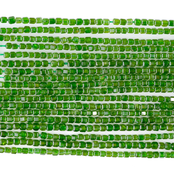 Diopside 2.5mm Table Cut Cube Bead - 15-16 Inch