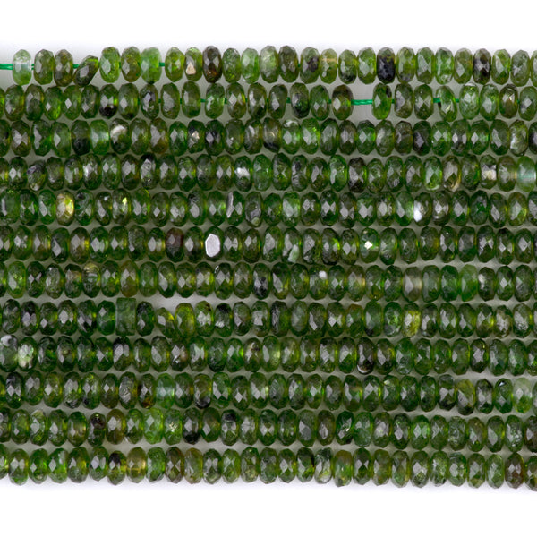 Diopside 2x4mm Thin Faceted Rondelle - 15-16 Inch