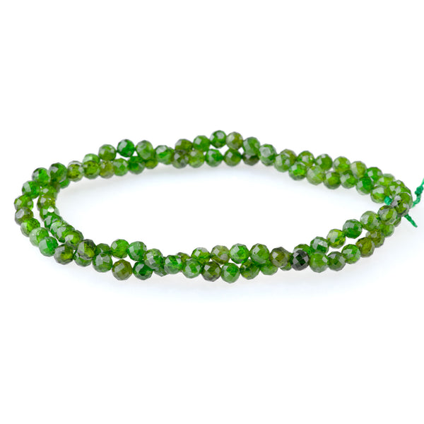 Diopside 4mm Faceted Round AA Grade - 15-16 Inch